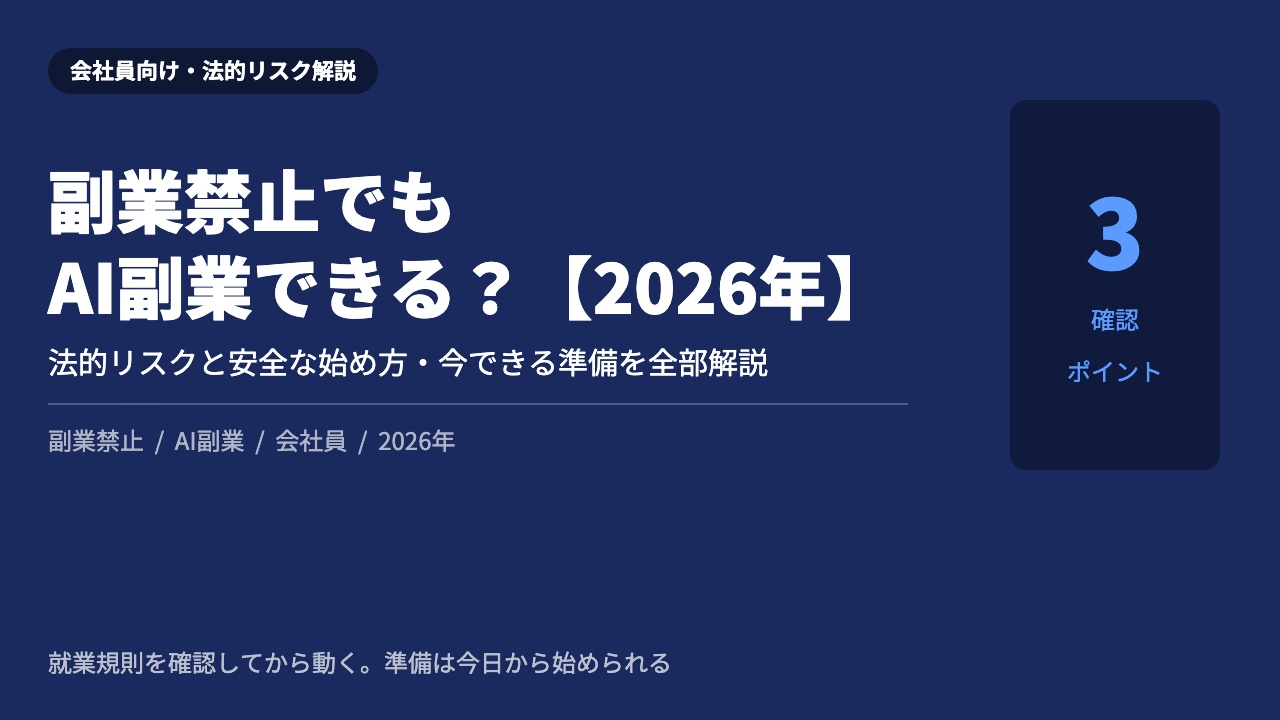副業禁止 AI副業 会社員 法的リスク 安全な始め方 2026年